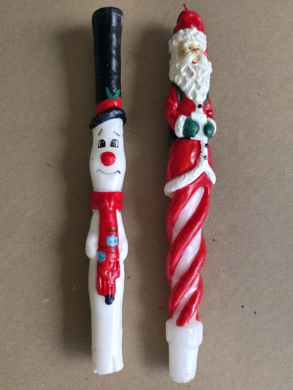 Festive Red & White Santa and Snowman Holiday Candle Set